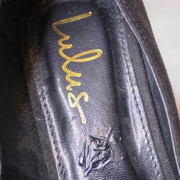 Lulus Black Faux Suede Pumps Block High Heels Pointed Toe Minimalist - Picture 6 of 6